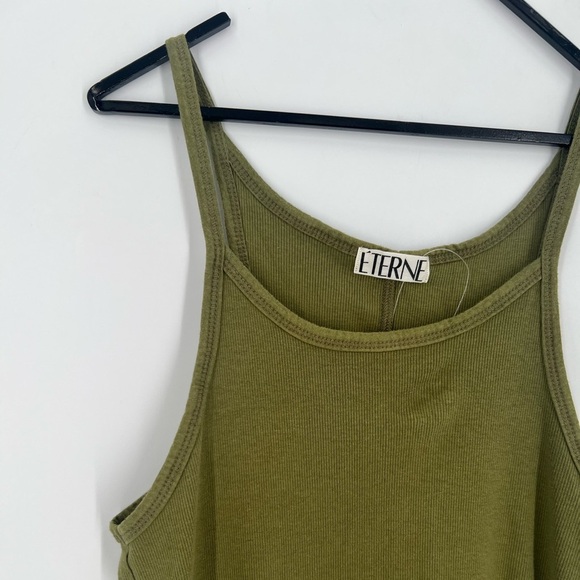 Eterne Ribbed Knit Tank Mini Dress In Olive - Picture 3 of 5